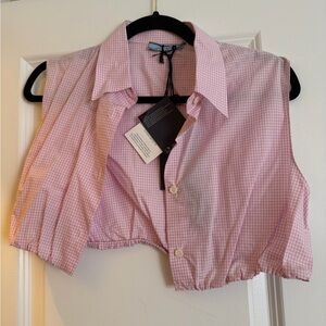 PRADA Pink Gingham Sleeveless Crop Top